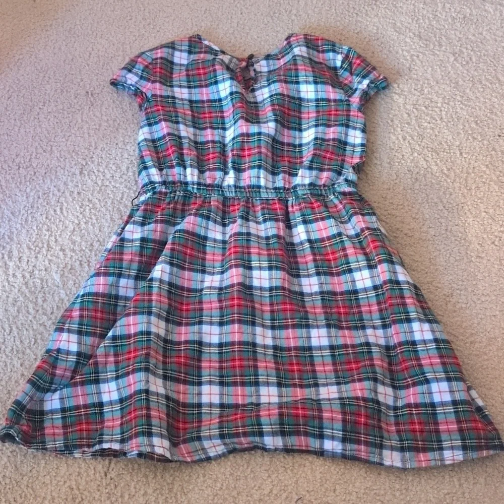 Gap Kids Plaid Christmas Fall Colors Short Sleeve Dress Size Medium